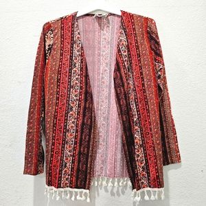 Womens fringe crochet cardigan size XL